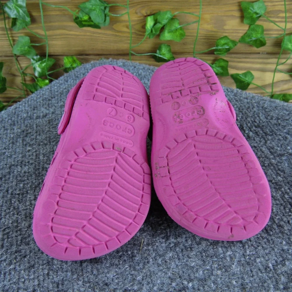 Crocs Girls‎ Clog  Sz T 6-7 Medium Pink Synthetic Slip On